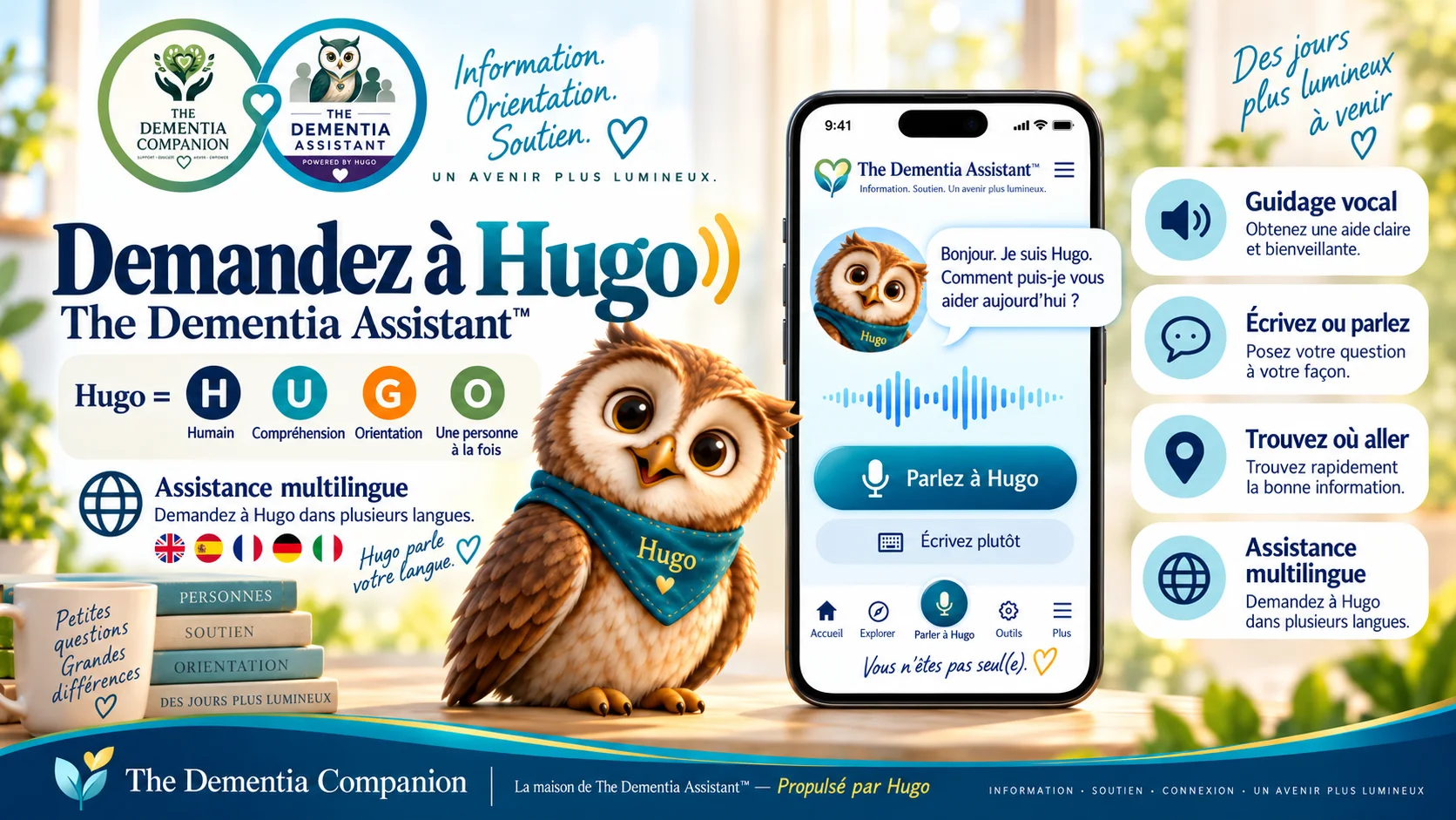 Parlez à Hugo. Écoutez Hugo.