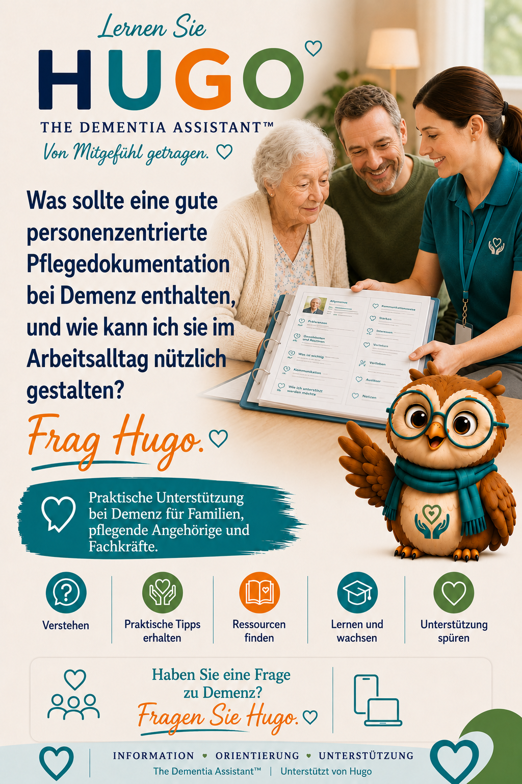 Was sollte eine gute personenzentrierte Demenzbetreuungsdokumentation beinhalten und wie kann ich sie in der täglichen Praxis nutzbar machen? — Ask Hugo