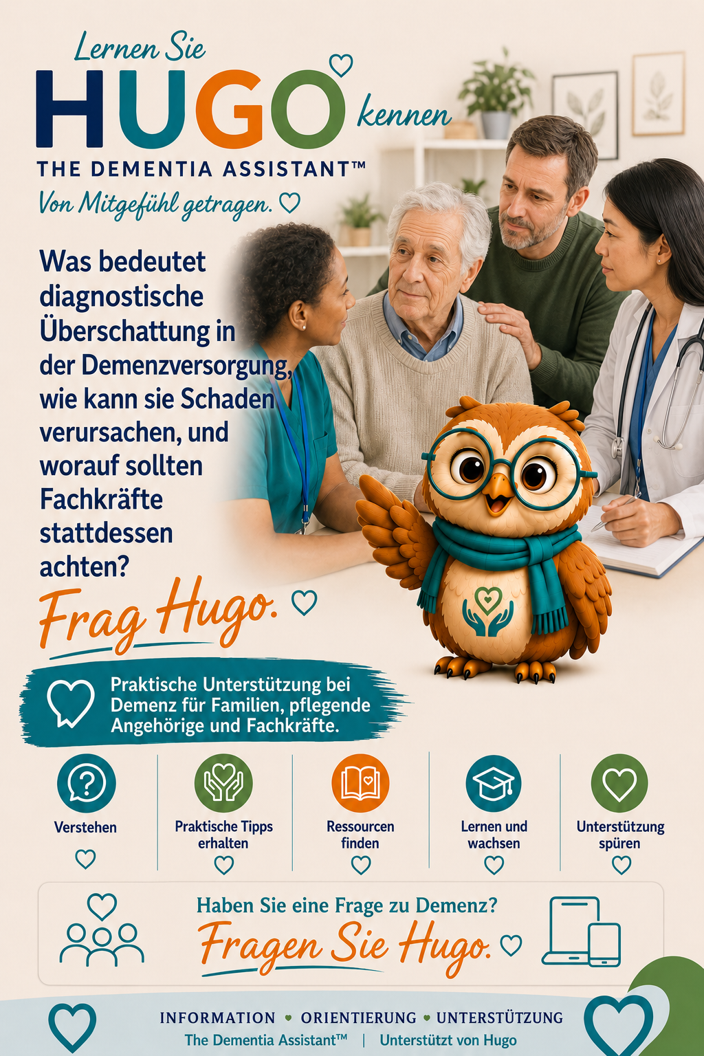 Was bedeutet diagnostische Überschattung in der Demenzversorgung, wie kann sie schädlich sein und worauf sollten Fachkräfte stattdessen achten? — Ask Hugo