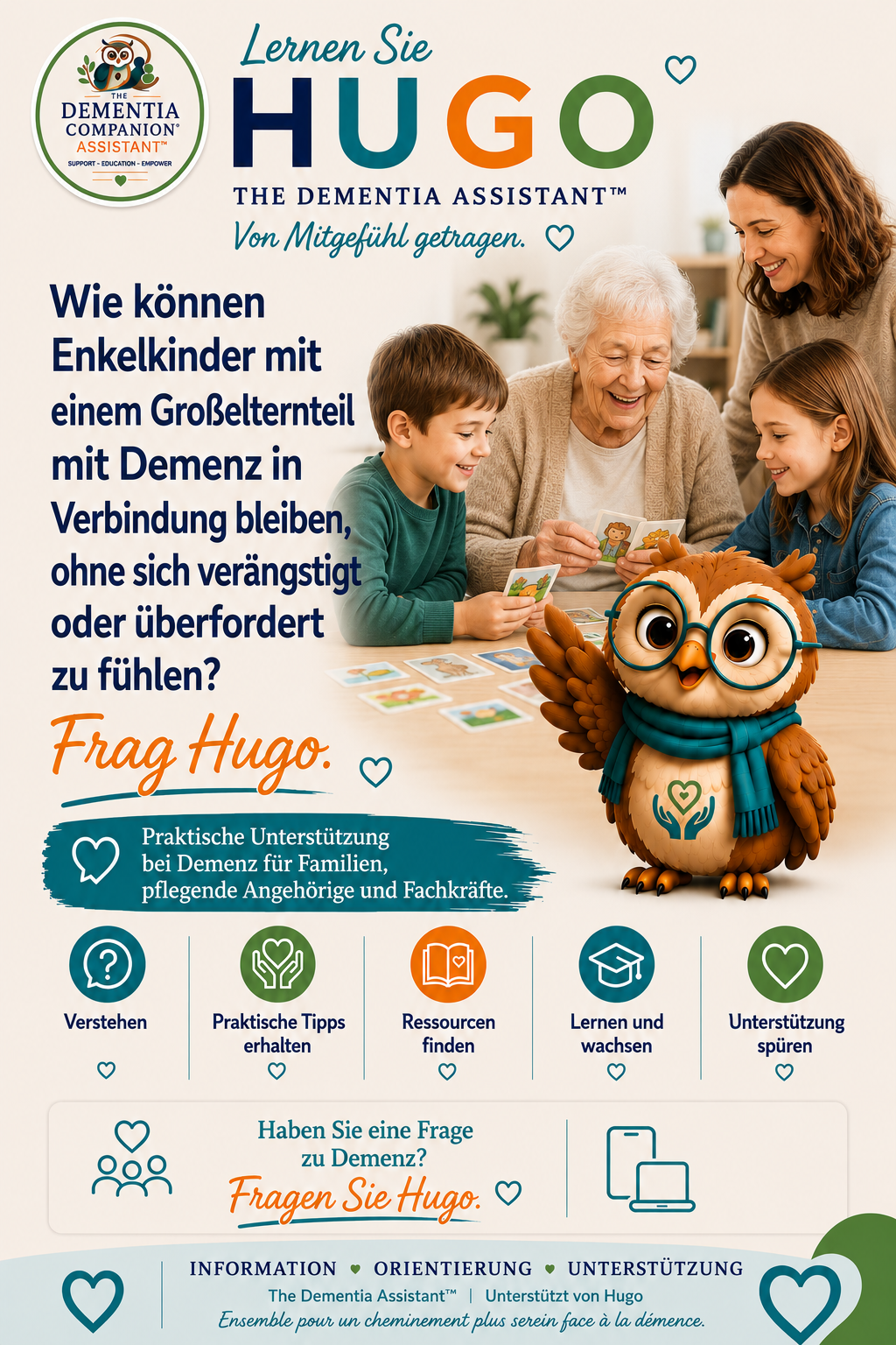 Wie können Enkelkinder mit einem an Demenz erkrankten Großelternteil in Verbindung bleiben, ohne Angst zu haben oder sich überfordert zu fühlen? — Ask Hugo