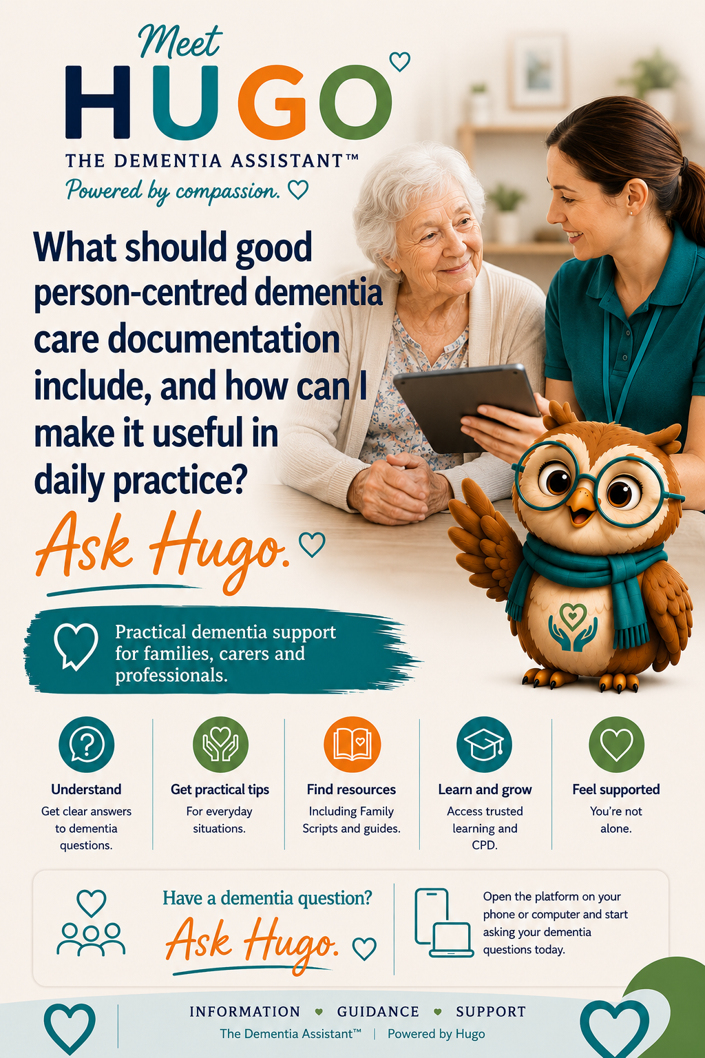 Wat moet een goede persoonsgerichte documentatie over dementiezorg omvatten, en hoe kan ik deze bruikbaar maken in de dagelijkse praktijk? — Ask Hugo