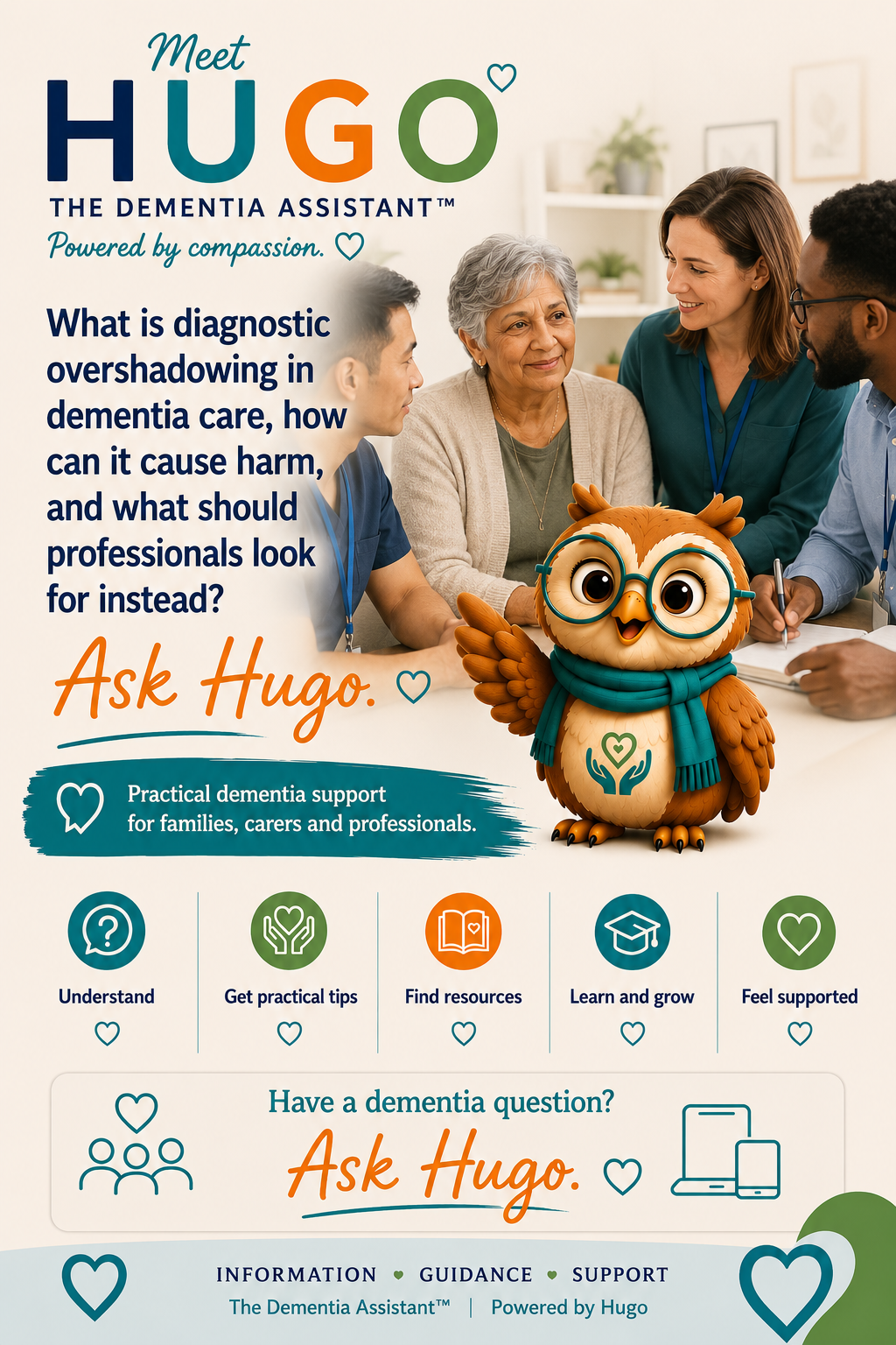 Beth yw cysgodi diagnostig mewn gofal dementia, sut y gall achosi niwed, a beth ddylai gweithwyr proffesiynol edrych amdano yn lle hynny? — Ask Hugo