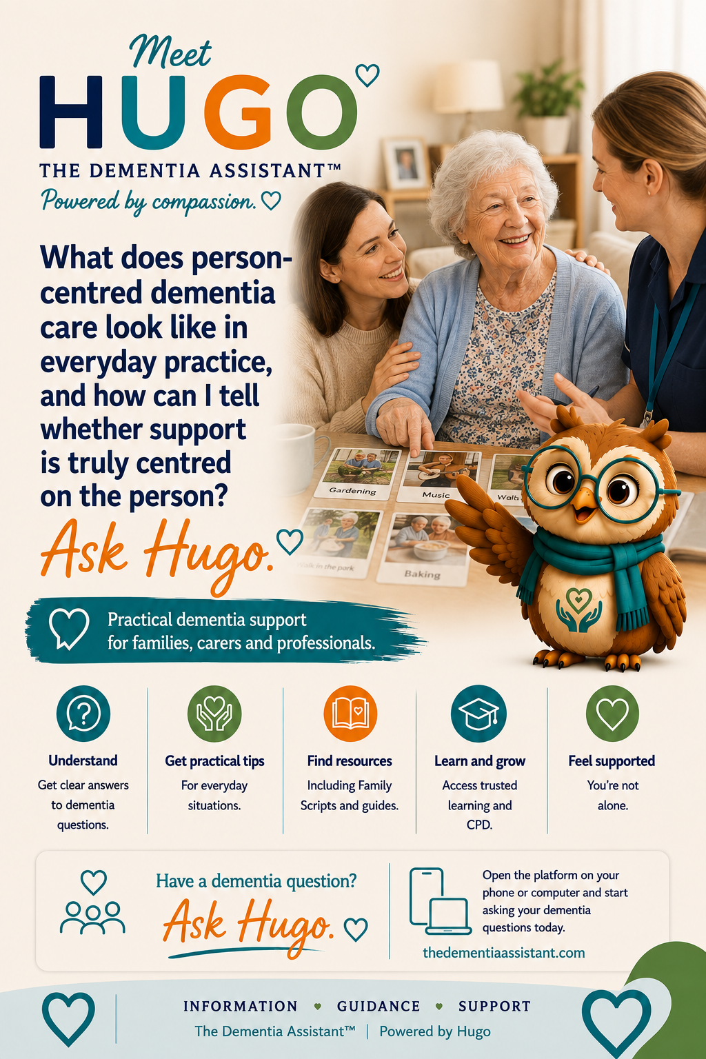 Hoe ziet persoonsgerichte dementiezorg er in de dagelijkse praktijk uit, en hoe kan ik zien of de ondersteuning werkelijk persoonsgericht is? — Ask Hugo