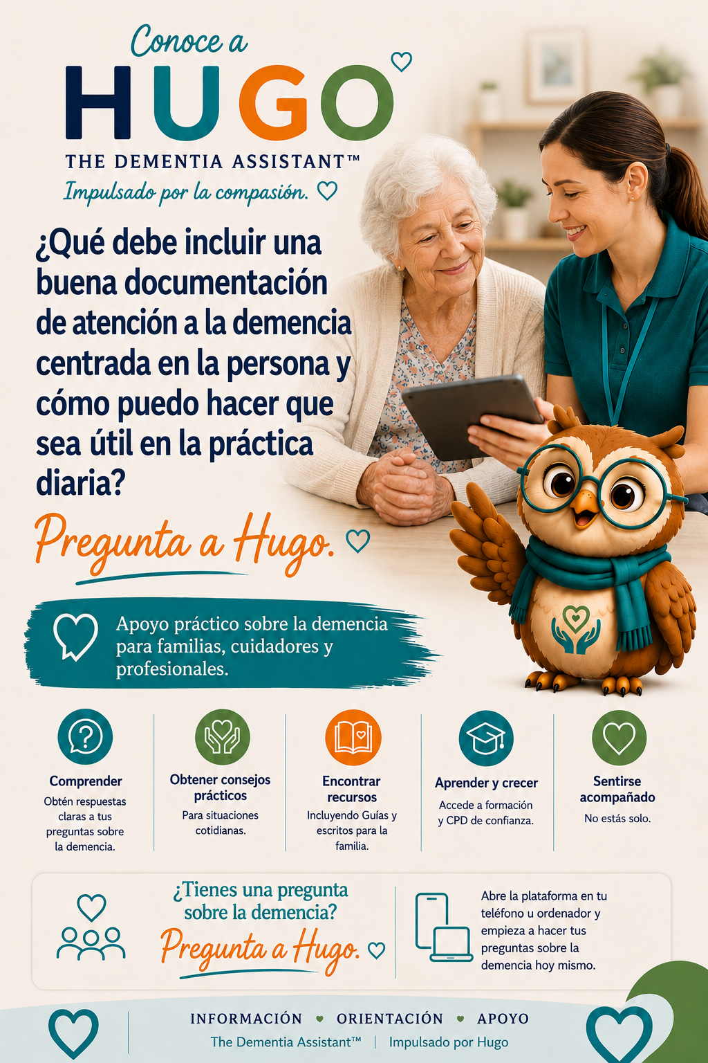 ¿Qué debería incluir una buena documentación sobre la atención de la demencia centrada en la persona y cómo puedo hacerla útil en la práctica diaria? — Ask Hugo