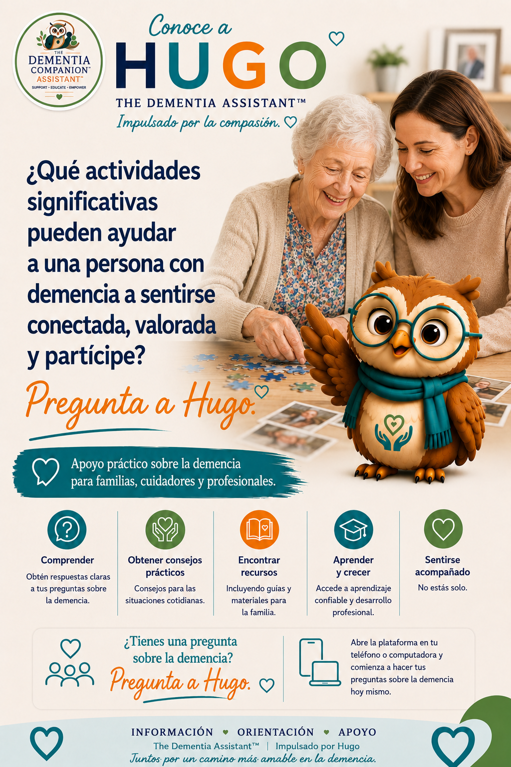 ¿Qué actividades significativas pueden ayudar a una persona con demencia a sentirse conectada, valorada e involucrada? — Ask Hugo