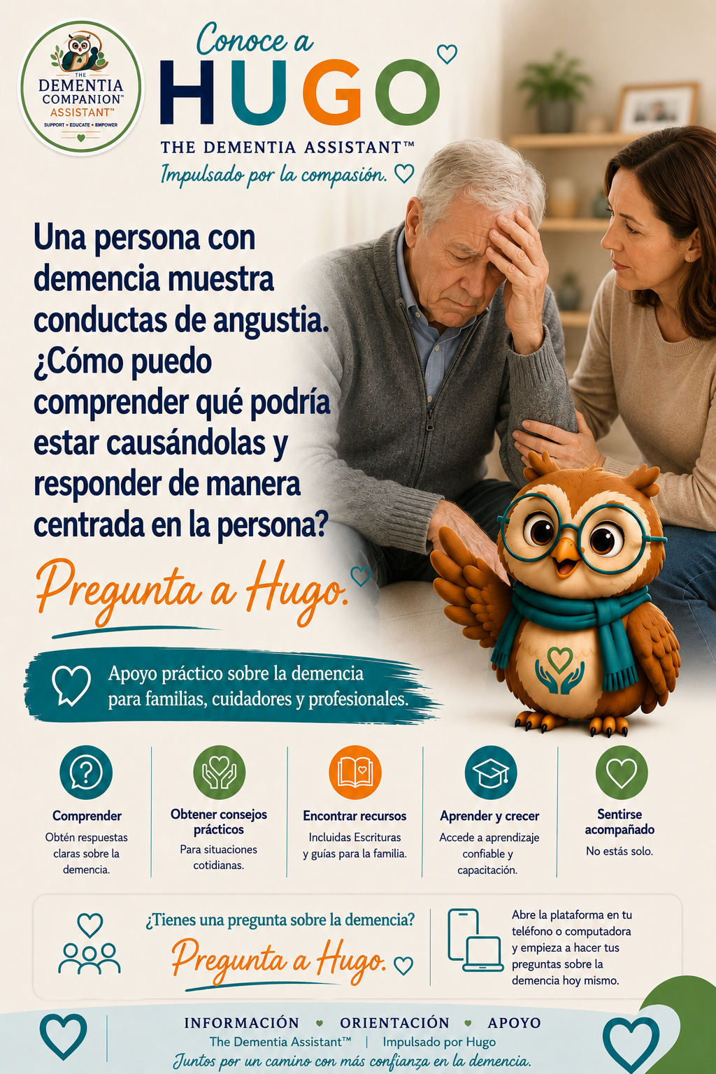 Una persona con demencia muestra un comportamiento angustiado. ¿Cómo puedo entender qué puede estar motivando esto y responder de manera centrada en la persona? — Ask Hugo
