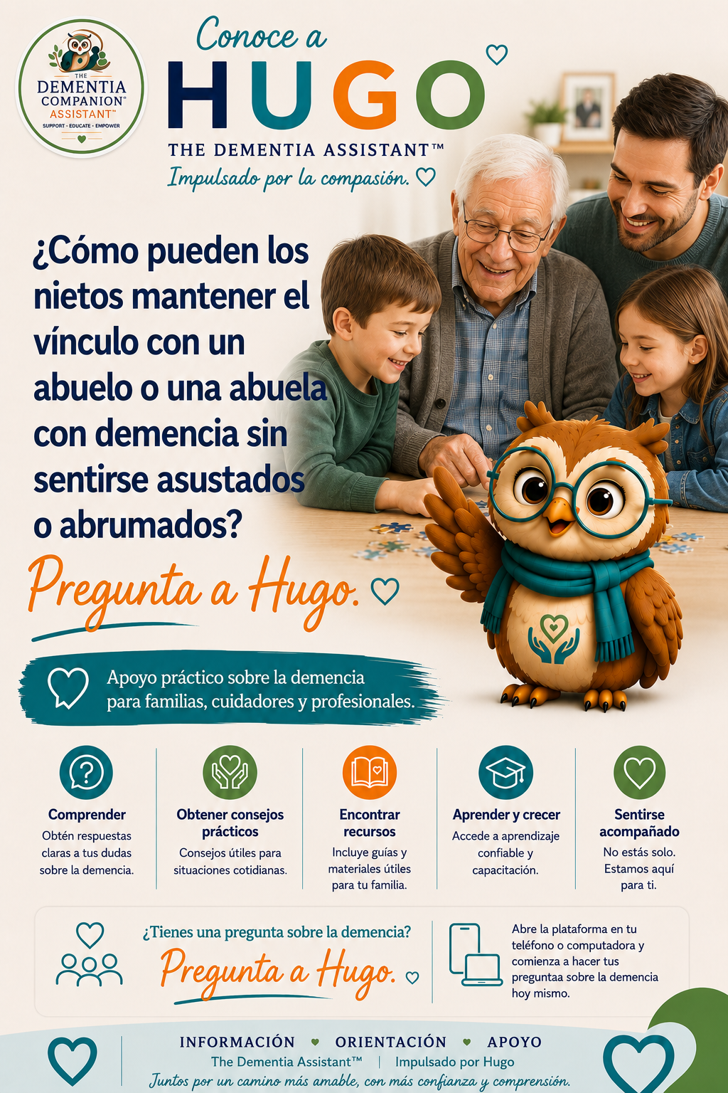 ¿Cómo pueden los nietos mantenerse conectados con un abuelo que tiene demencia sin sentirse asustados o abrumados? — Ask Hugo