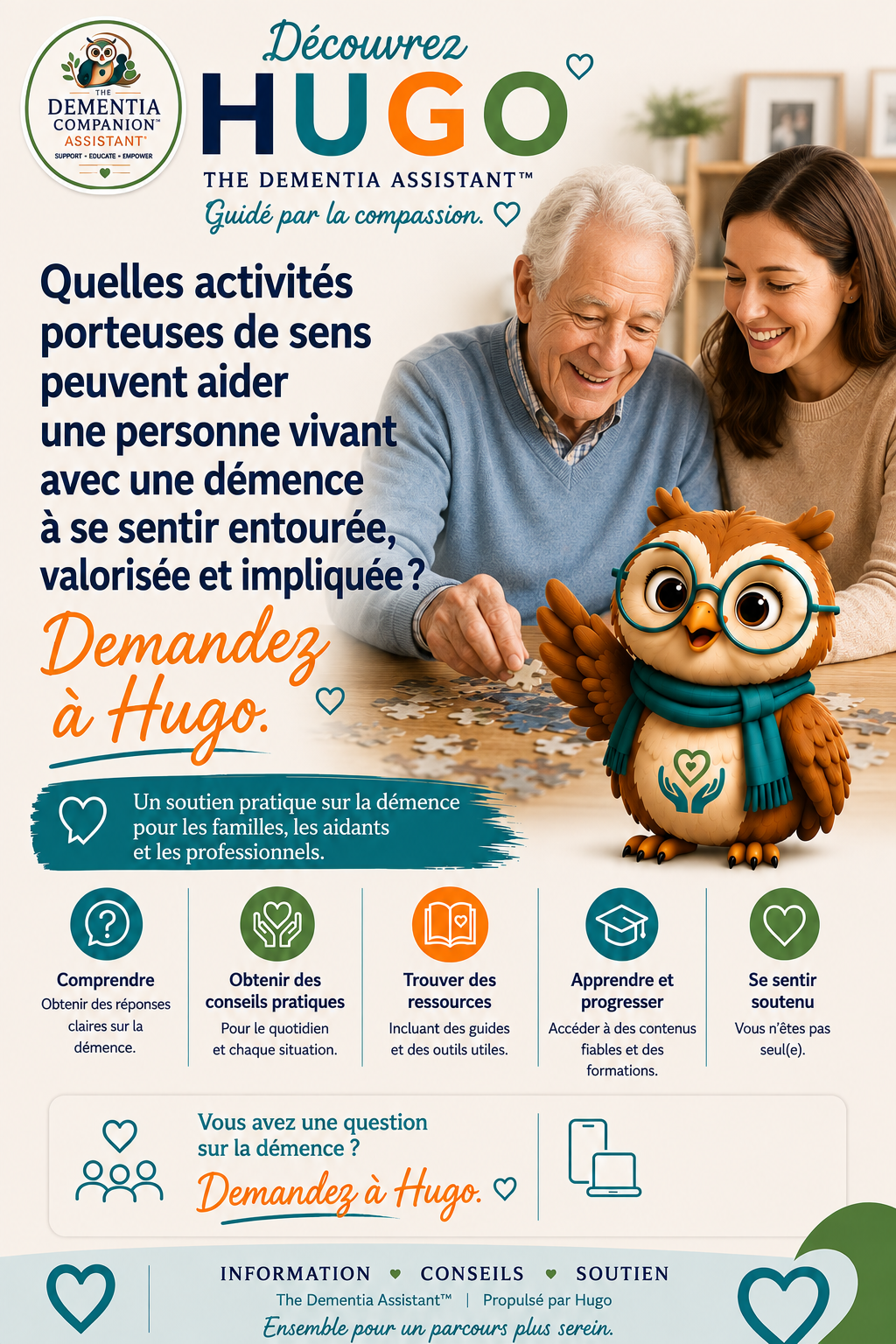 Quelles activités significatives peuvent aider une personne atteinte de démence à se sentir connectée, valorisée et impliquée ? — Ask Hugo