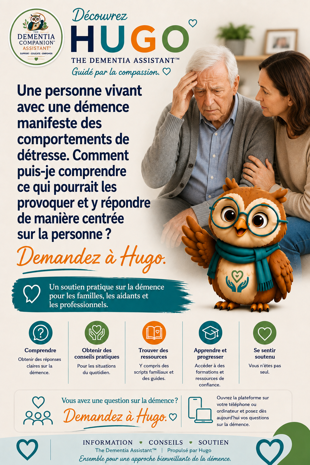 Une personne atteinte de démence montre un comportement de détresse. Comment puis-je comprendre ce qui peut le motiver et réagir de manière centrée sur la personne ? — Ask Hugo