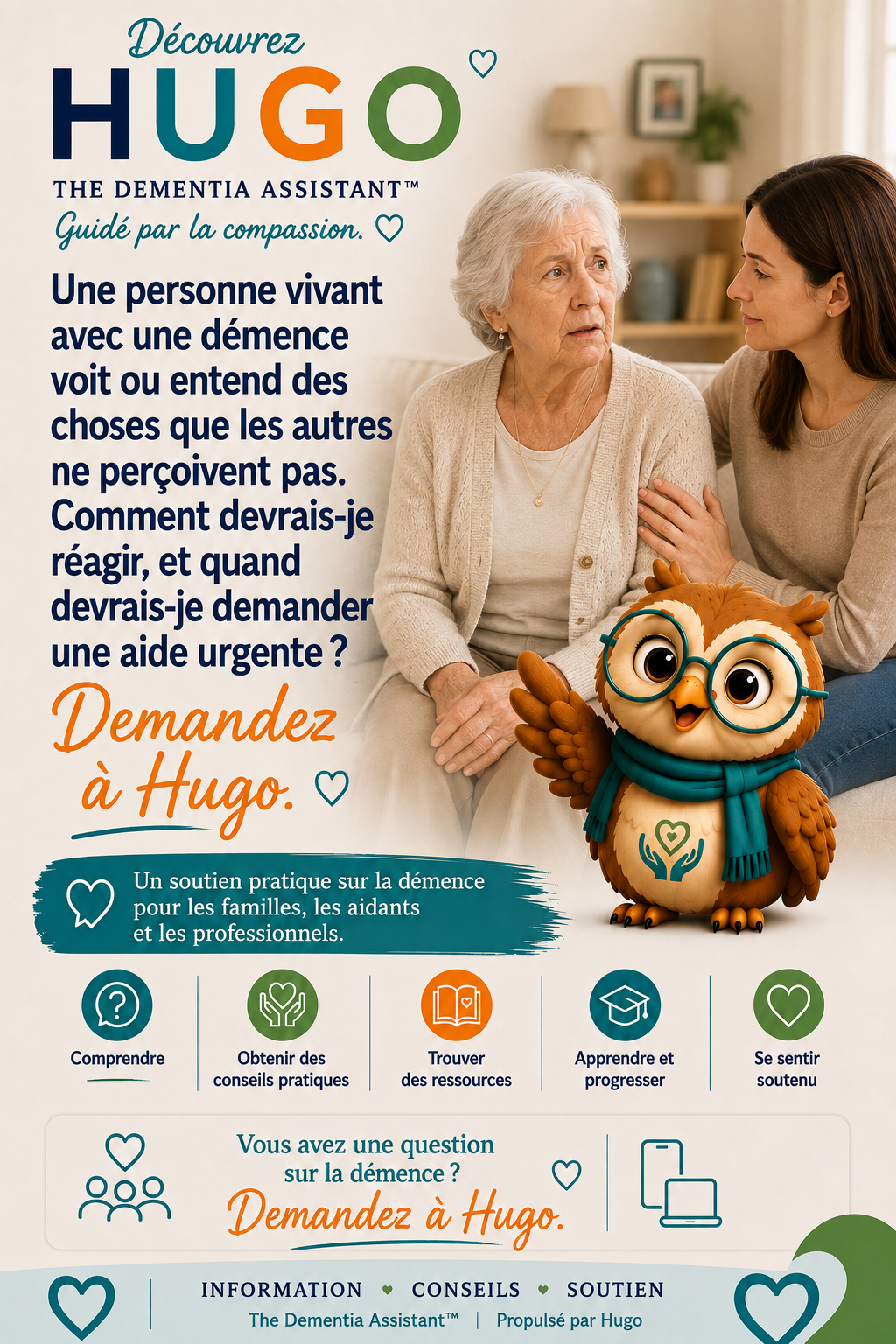 Une personne atteinte de démence voit ou entend des choses que les autres ne voient pas. Comment dois-je réagir et quand dois-je demander une aide urgente ? — Ask Hugo