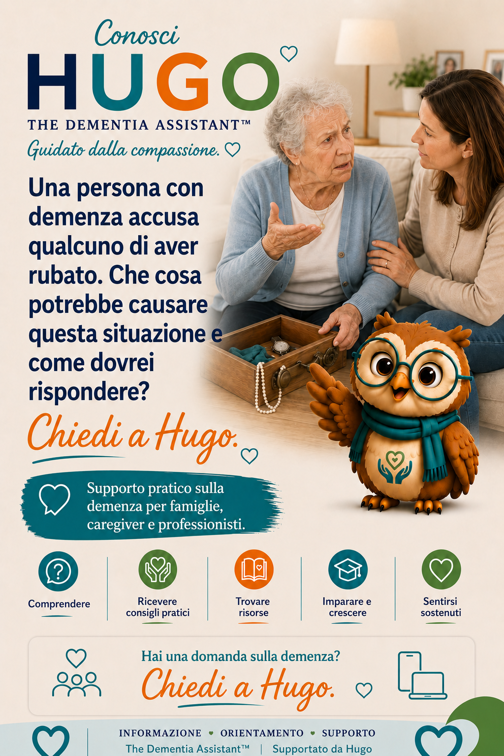 Una persona affetta da demenza accusa qualcuno di aver rubato. Cosa potrebbe causare questo e come dovrei rispondere? — Ask Hugo