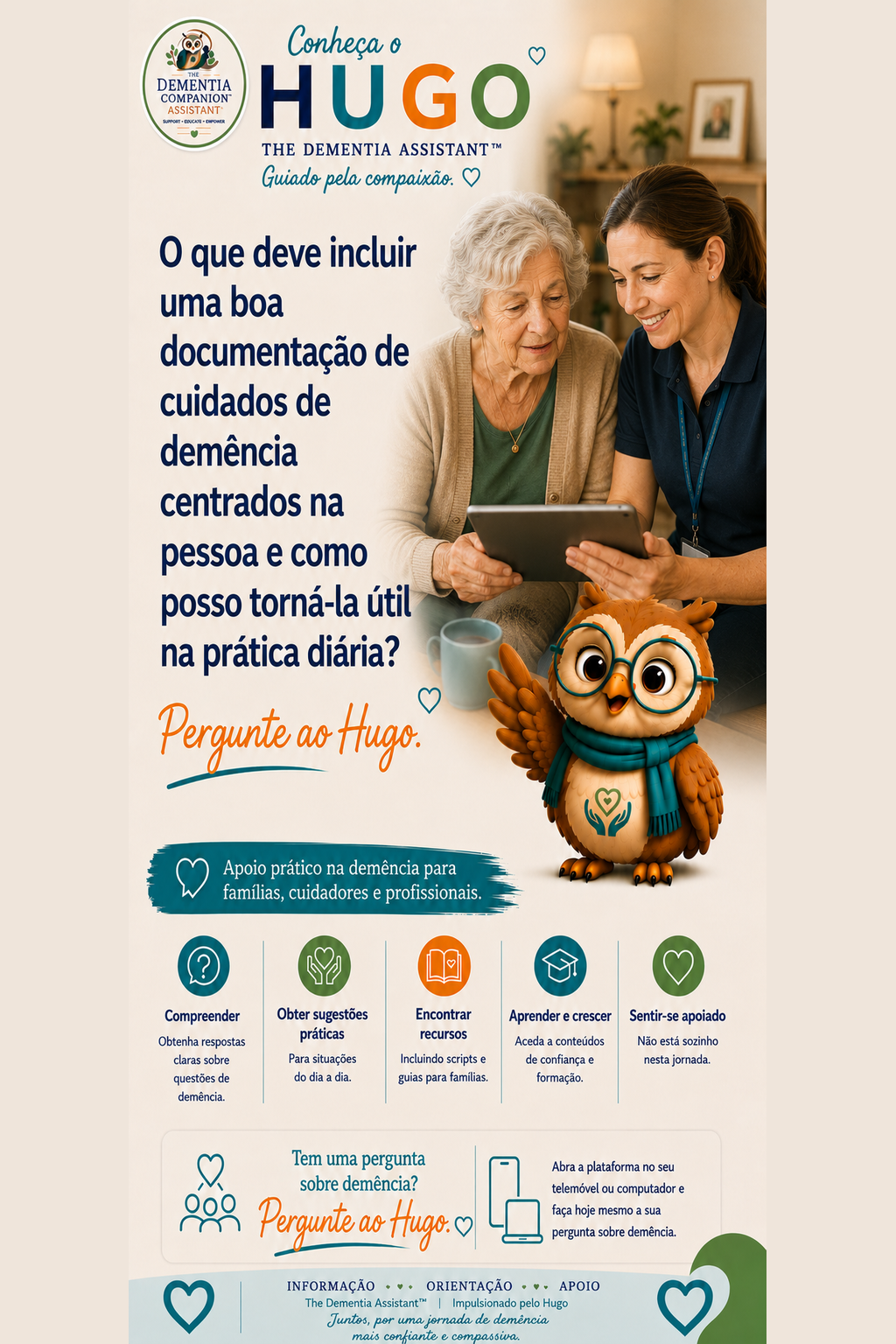 O que deve incluir uma boa documentação sobre cuidados de demência centrada na pessoa e como posso torná-la útil na prática diária? — Ask Hugo