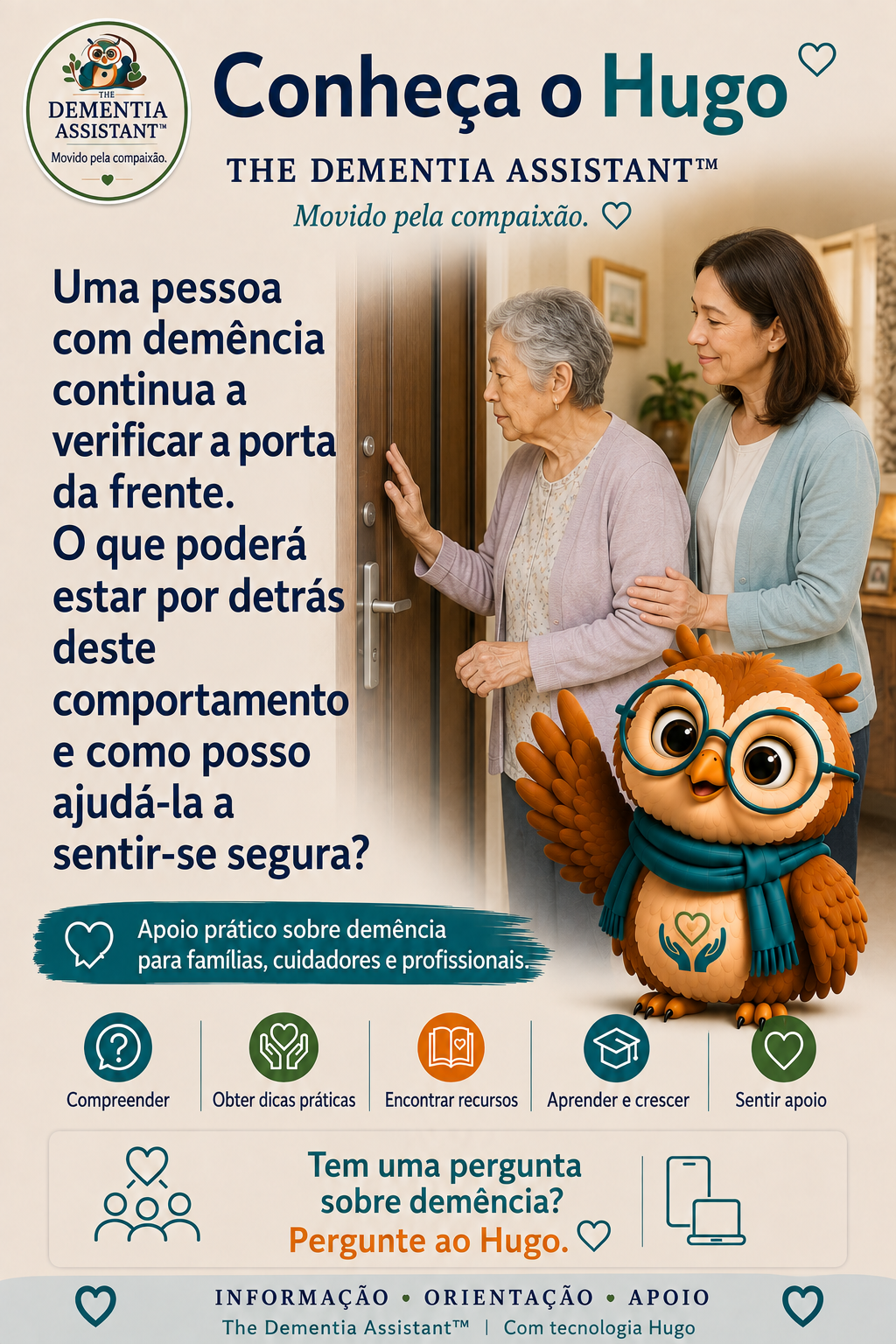 Uma pessoa com demência fica verificando a porta da frente. O que pode estar por trás disso e como posso ajudá-los a se sentirem seguros? — Ask Hugo